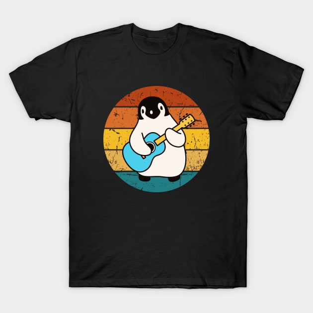 Retro  Penguin Playing Guitar T-Shirt by Illustradise